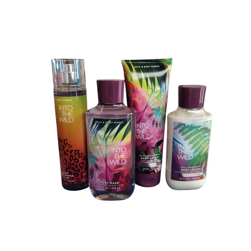Bath and Body Works Women's Into The Wild 4pcs Set Lotion,‎ Gel, Mist, Cream